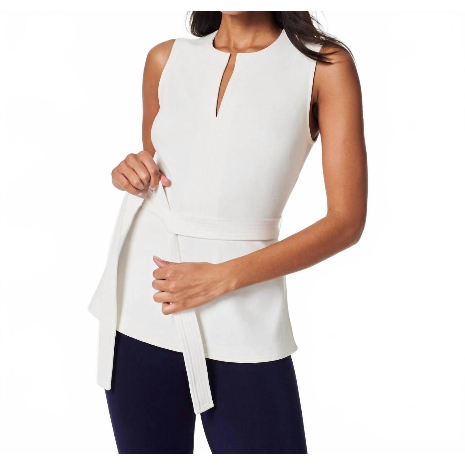 New Spanx Ponte Contrast Tie Top In Powder